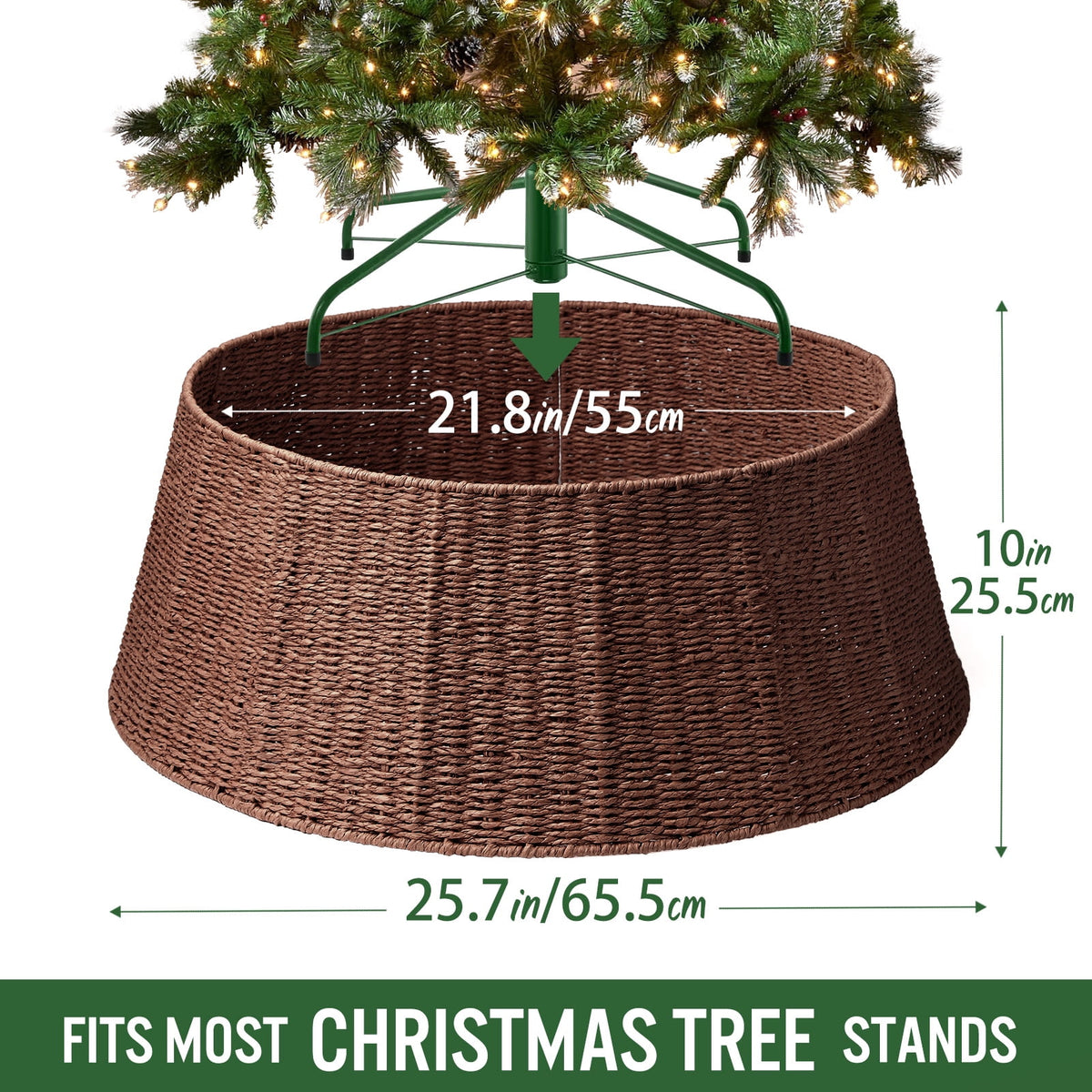 Ayieyill 26 inch Christmas Tree Collar, Christmas Tree Skirt Cover for Christmas Tree Decorations | Rattan (Natural)