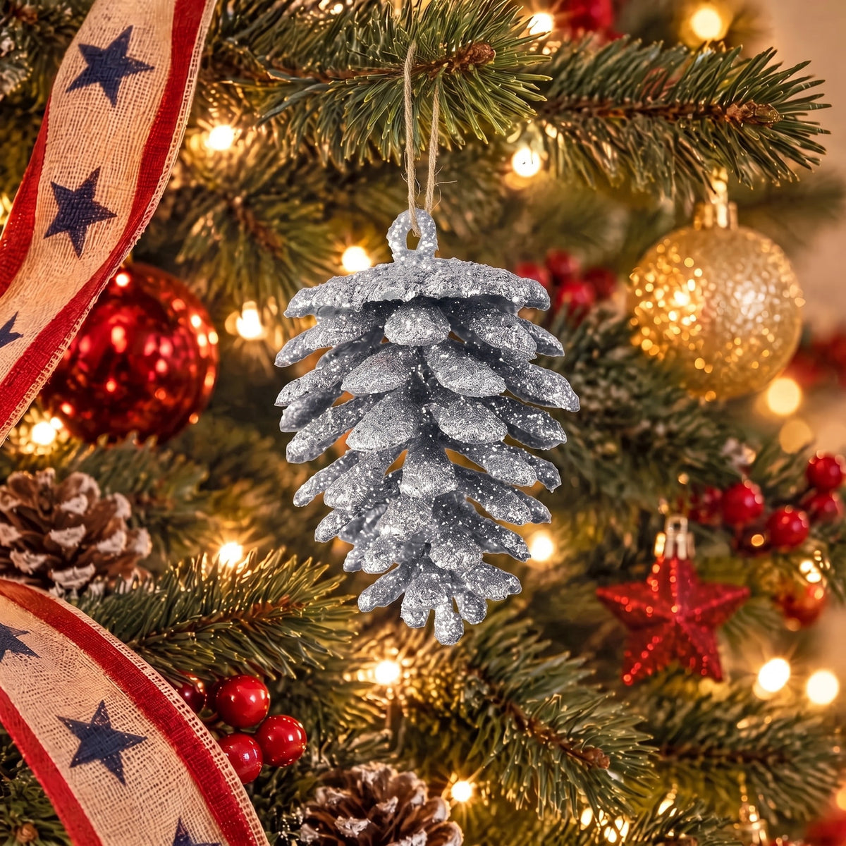 12-Count Pink Glitter Pinecone Christmas Ornaments, 2.4", by Holiday Time