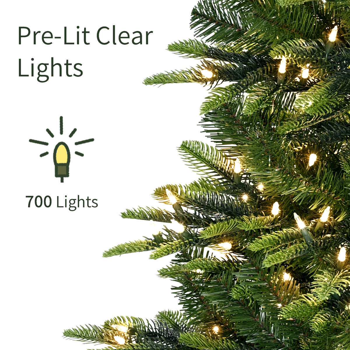 Puleo International Pre-Lit 7.5 ft Aspen Fir Artificial Christmas Tree with 700 Clear Lights