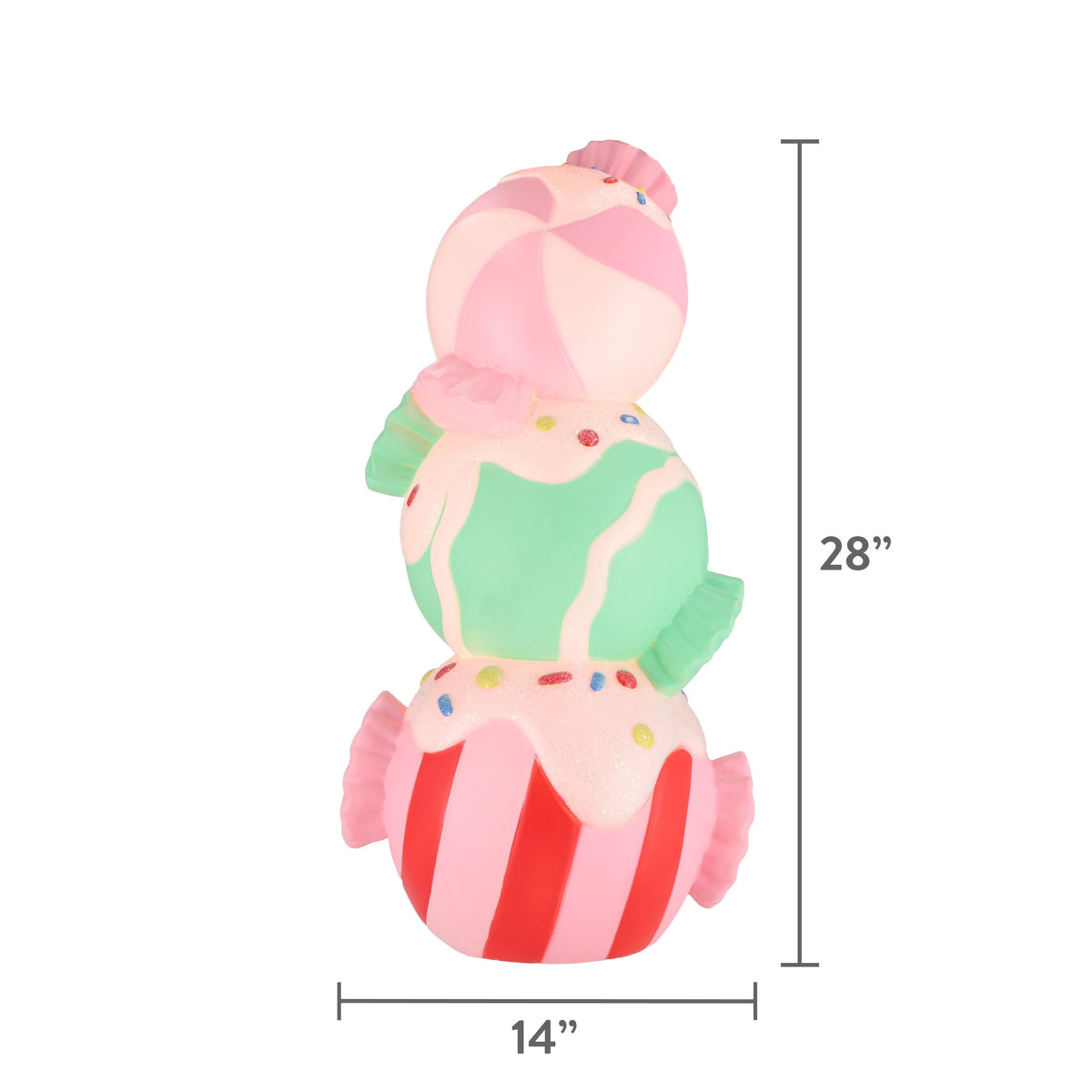 Lighted Blow Mold Stacked Candies Indoor/Outdoor Christmas Decoration, Multicolor, 28", by Holiday Time