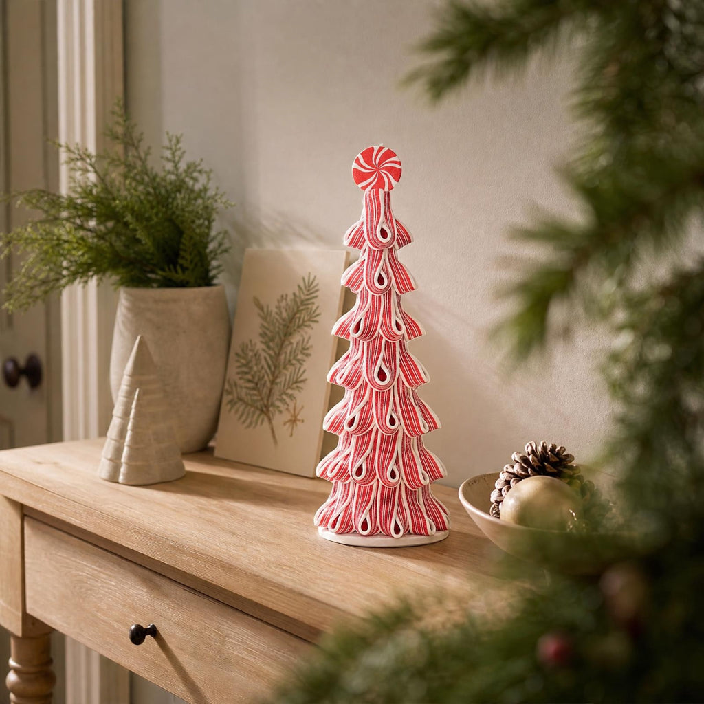 Holiday Time 13.5'' Red & White Ribbon Candy Tree Christmas Decor