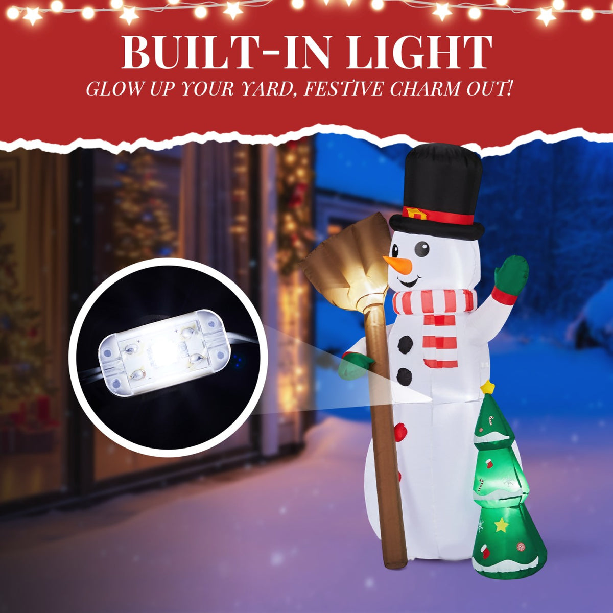 Tcbosik 12 FT Giant Christmas Inflatables Snowman Outdoor Yard Decorations, Blow up Snow Man with Black Hat, Built-in LED Light, Winter Outside Decor for Holiday Party Patio Garden Lawn