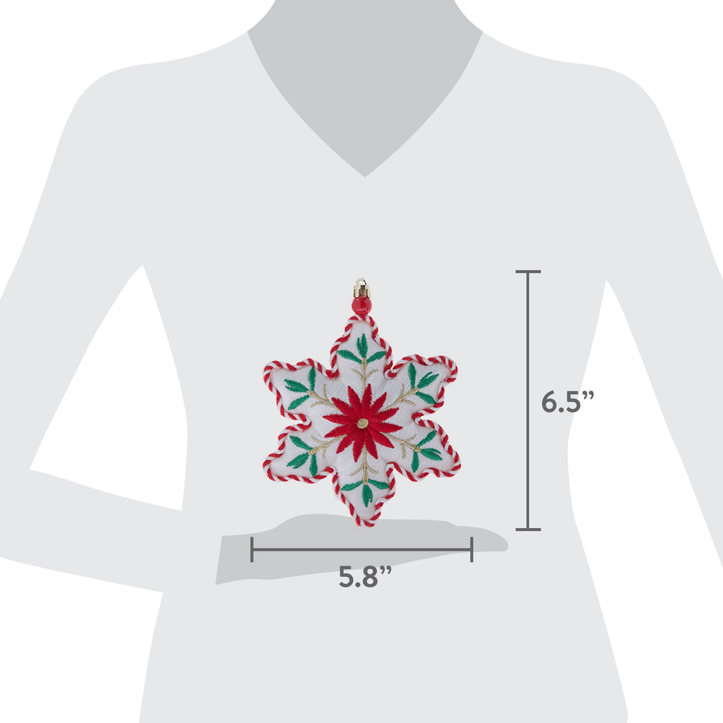 Multicolor Fabric Poinsettia Snowflake Christmas Ornament, 6.5", by Holiday Time