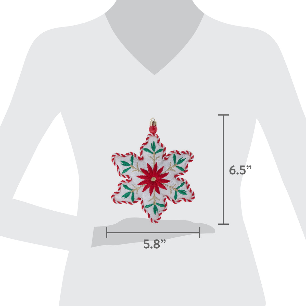 Multicolor Fabric Poinsettia Snowflake Christmas Ornament, 6.5", by Holiday Time