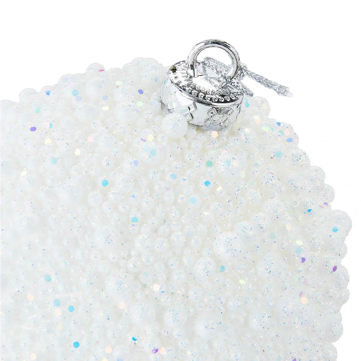 4-Count White Glitter Textured Ball Shatterproof Christmas Ornaments, 4.5", by Holiday Time