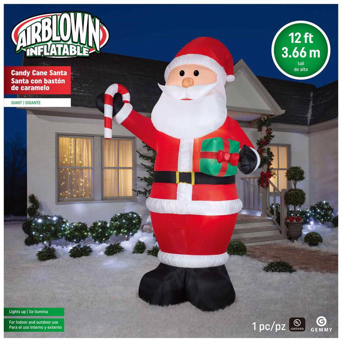 Airblown® Giant Santa with Gift and Candy Cane 82" Inflatable Christmas Outdoor Yard Decor