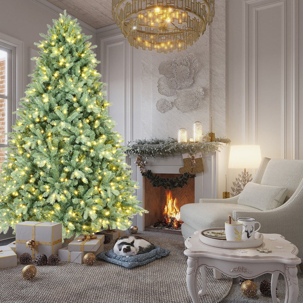 Makeatree 6FT Prelit Blue Spruce Artificial Christmas Tree w/ 500 LED Lights,1878 PE&PVC Branch Tips