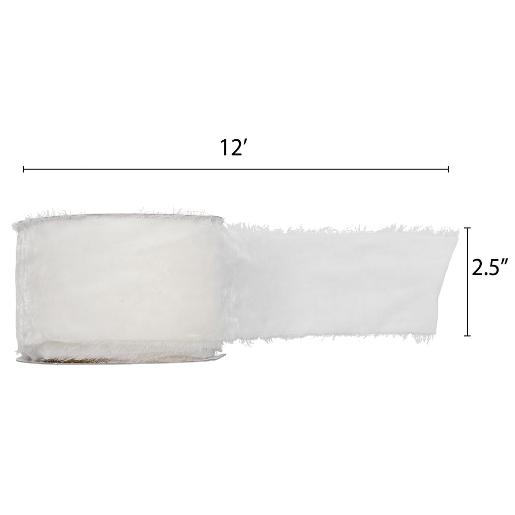 My Texas House White Velvet Christmas Ribbon, 2.5" x 12'