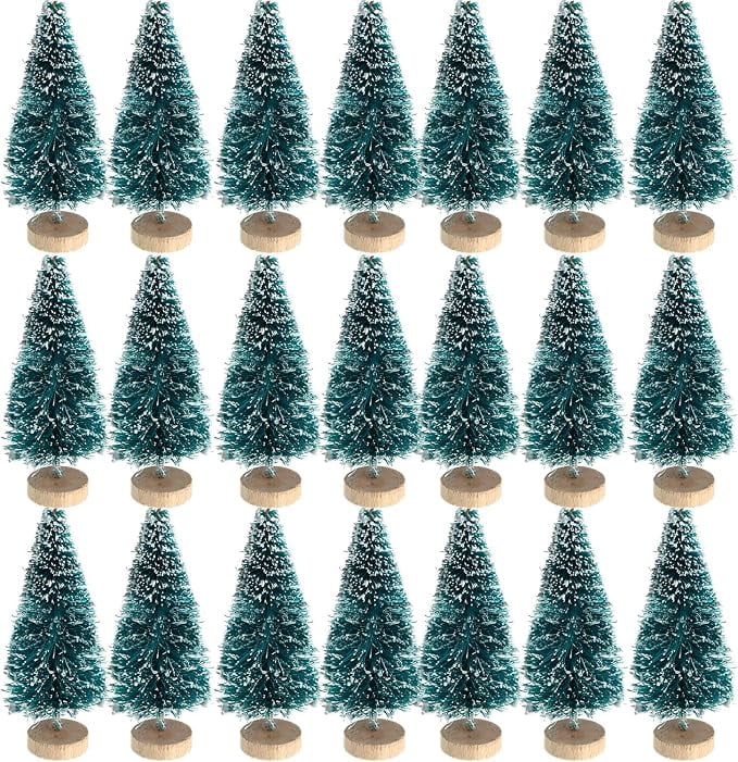48 Pcs Mini Christmas Trees, Artificial Sisal Mini Pine, Blue Green