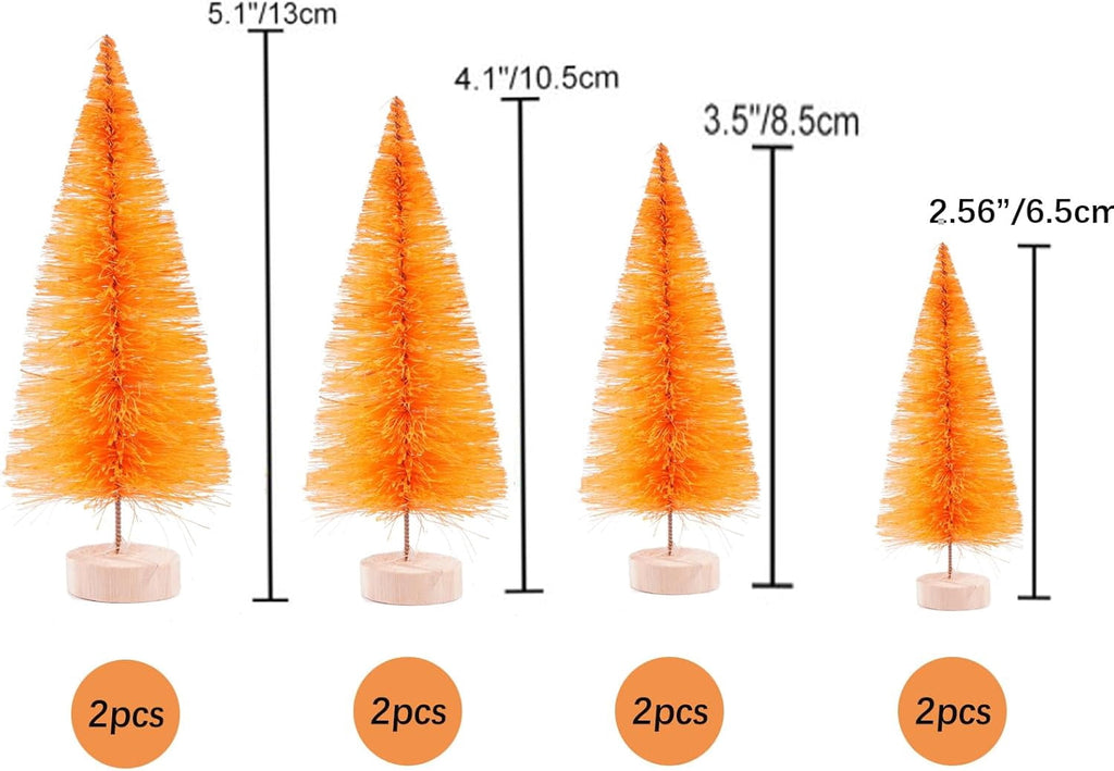 8 Pcs Artificial Mini Christmas Trees, Miniature Pine Trees Sisal Trees with Wood Base Tabletop Christmas Tree for Christmas Xmas Holiday New Year