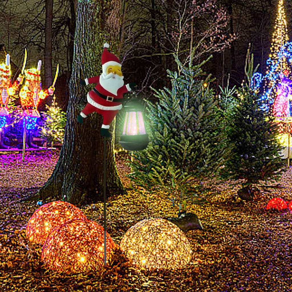 DAMAI Solar Garden Light in The Shape of Santa Claus, IP65 Christmas Solar Kettle Lights with LED Light, Vintage Waterproof Outdoor Lantern Xmas Yard Decor Lamp for Pathway Patio