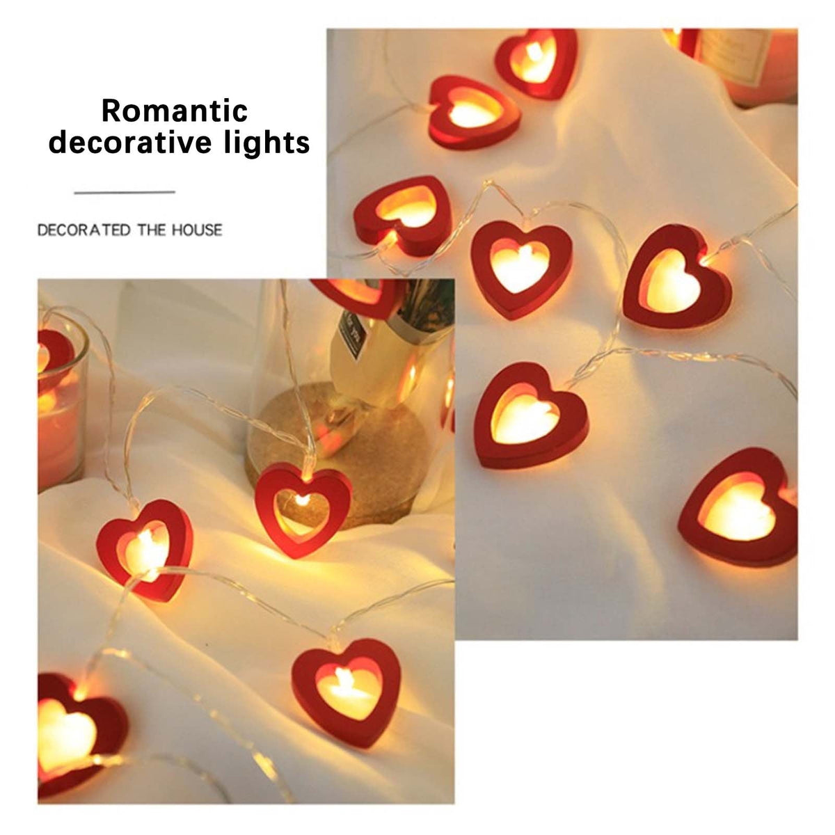 XGFHYJEH 5ft Valentines Day Decorations, Valentines Day Lights, Valentines String Lights, Valentine's Day Decor, Heart String Lights, Battery Operated