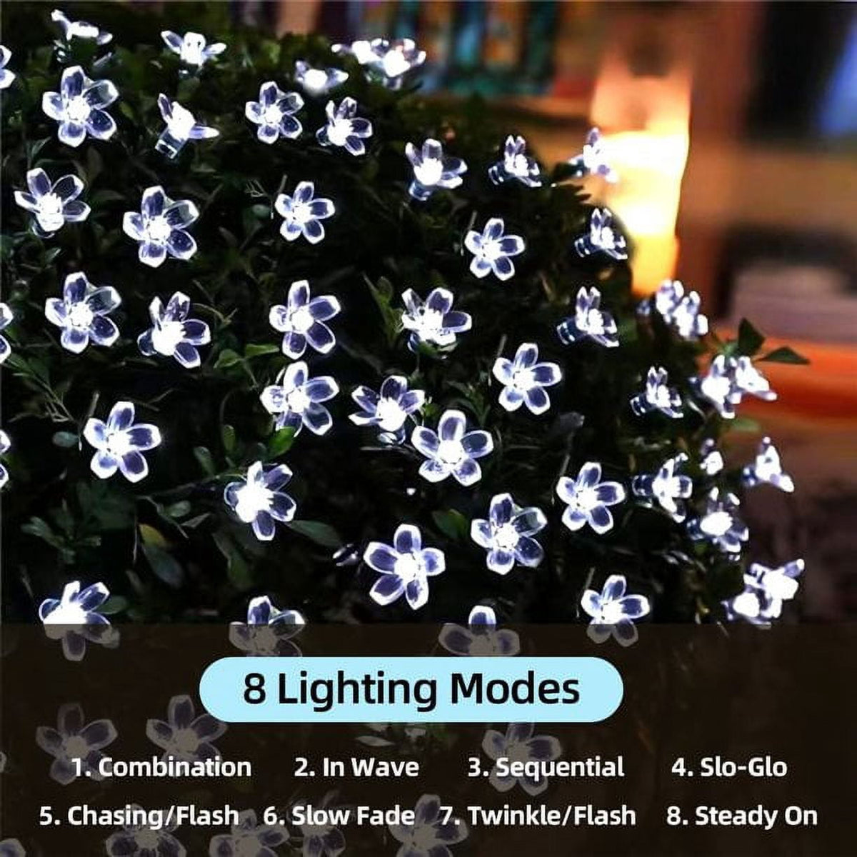 Solar Flower String Lights, Cherry Blossoms Solar Fairy Light,23ft 50 LED Outdoor Waterproof String Lights for Christmas Tree, Home, Garden, Wedding, Patio, Party Decorations(pink)