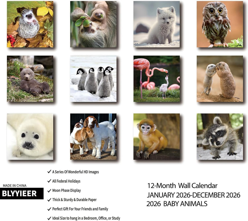 2026 Wall Calendar,Wolf Calendar 2025-2026,Wolf Monthly Wall Calendar, 12" x 24" Open,Family Planner Calendar with Wolf, Home & Office Organizer,Hangable