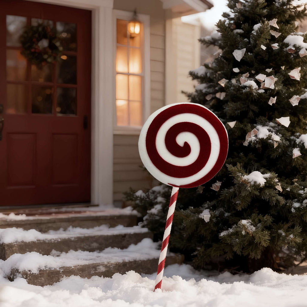 Peppermint Lollipop Yard Stake, Red and White, 24.5", by Holiday Time