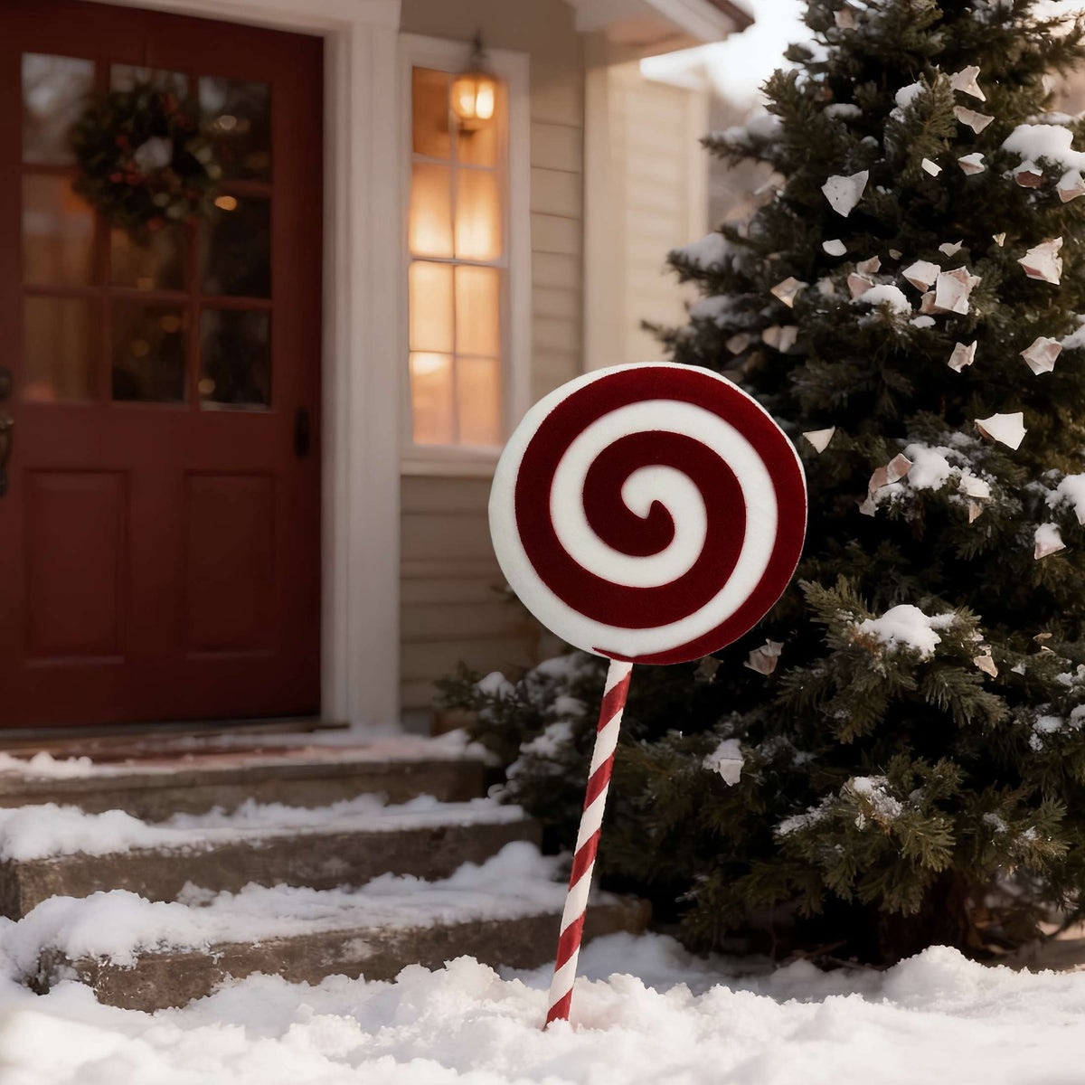 Peppermint Lollipop Yard Stake, Red and White, 24.5", by Holiday Time