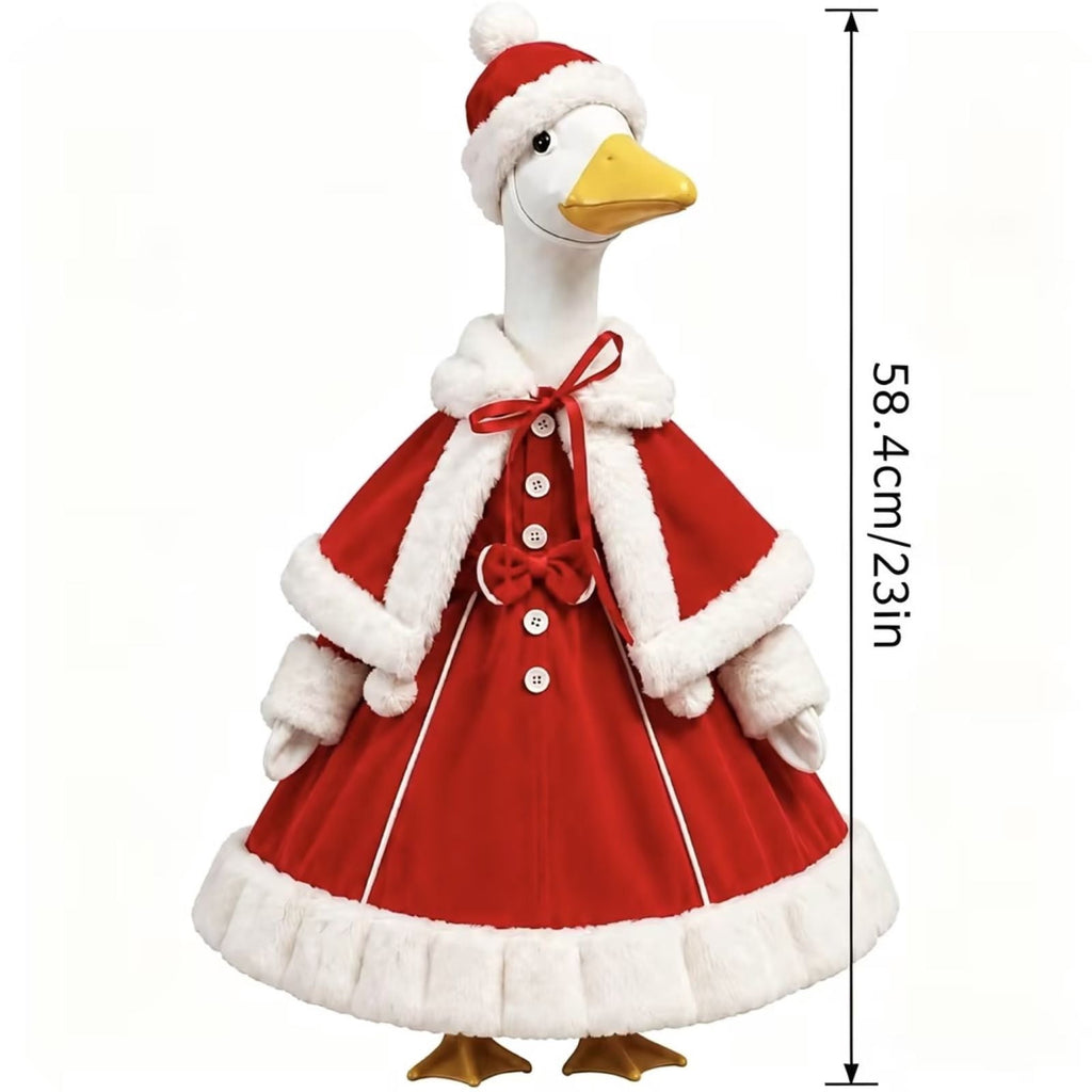 Aurorax Christmas Goose Clothes for Cement Goose Porch Goose 23"/17",Porch Goose Outfit 19 inch,Red Holiday Porch Goose Clothing Accessories for Garden Lawn Yard