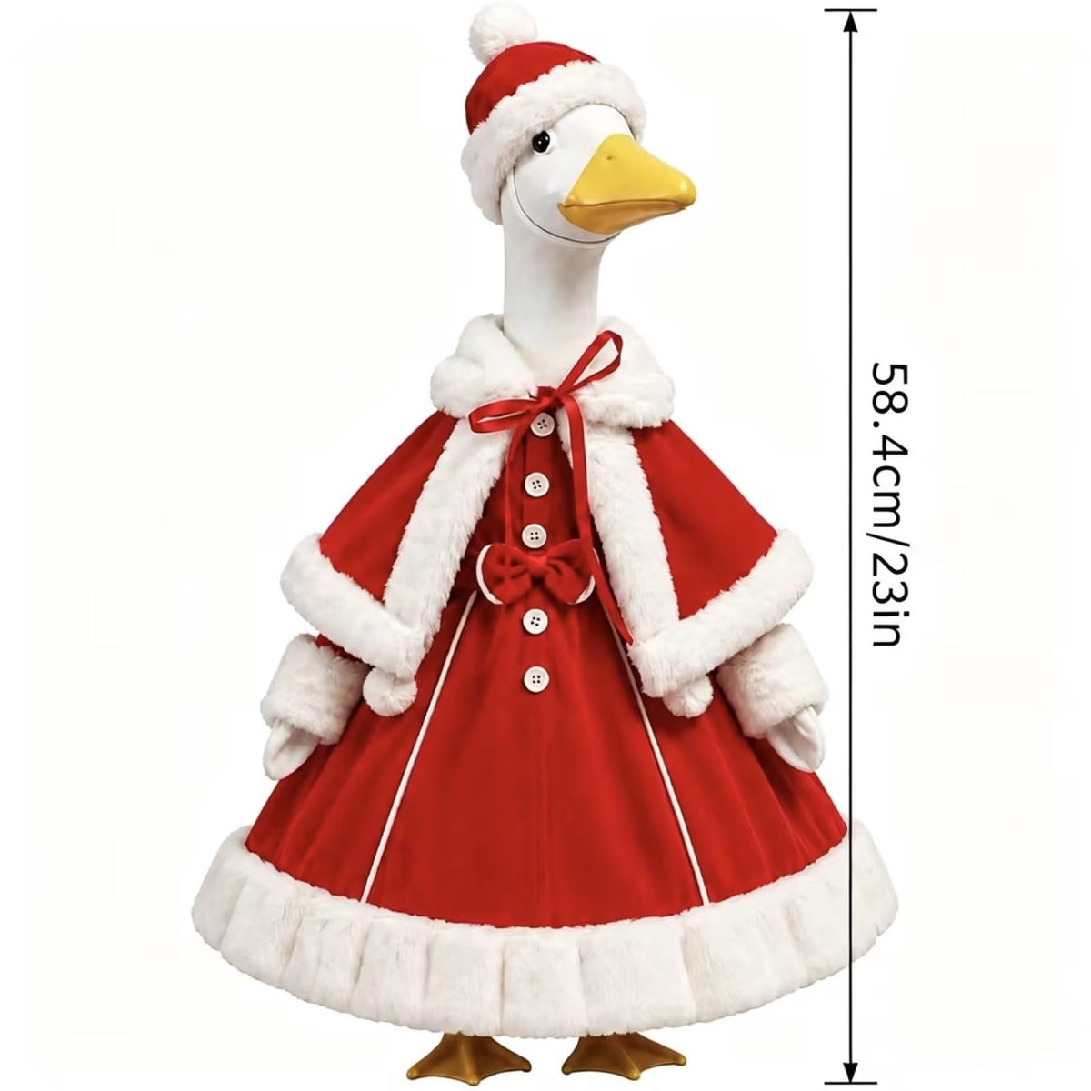 Aurorax Christmas Goose Clothes for Cement Goose Porch Goose 23"/17",Porch Goose Outfit 19 inch,Red Holiday Porch Goose Clothing Accessories for Garden Lawn Yard