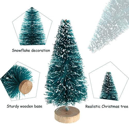 48 Pcs Mini Christmas Trees, Artificial Sisal Mini Pine, Blue Green