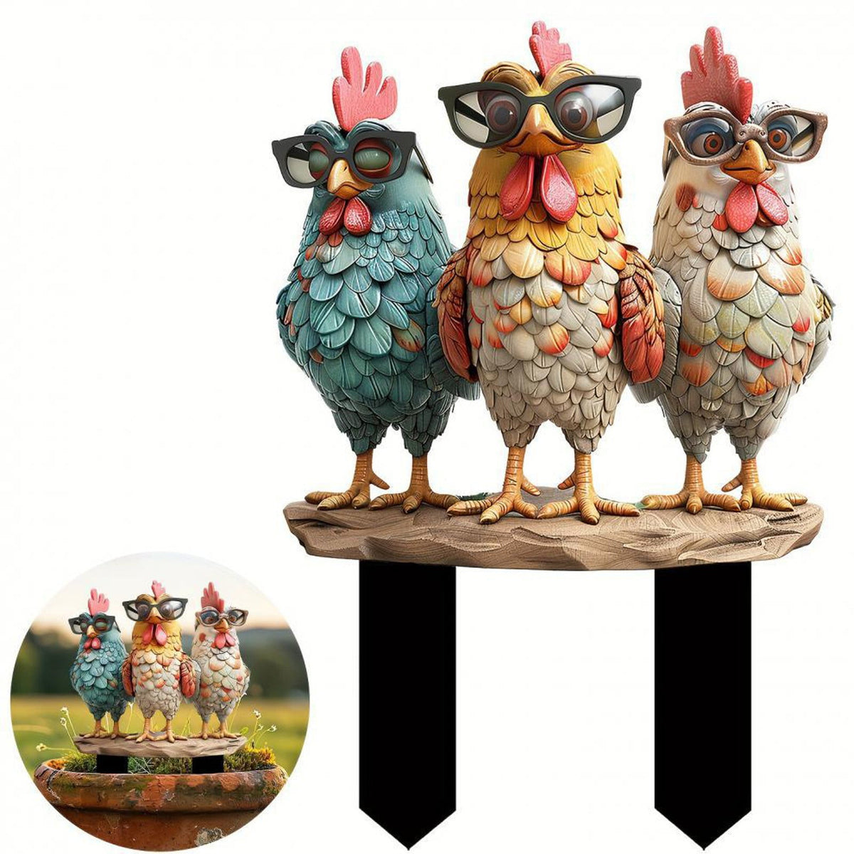 Nkmbld Clearance & Promo! Garden Ornaments, Garden Sculpture Acrylic Potted Plants and Courtyard Decorative Floor Tiles, Housewarming Ornament for Patio, Lawn, Yard, Pathway