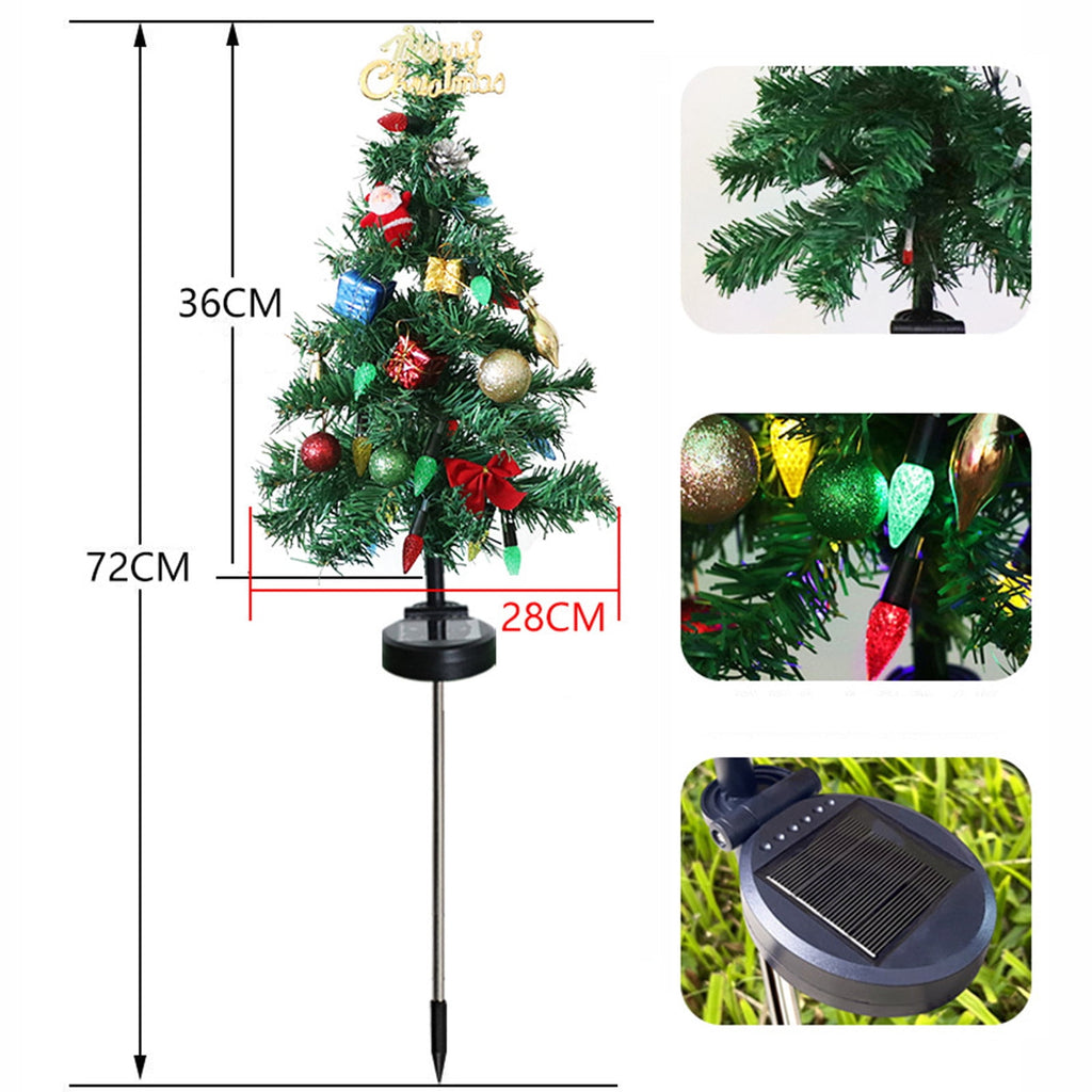 Gnmfd Solar Christmas Tree Outdoor Decorative LED Lights, Bow and Merry Christmas Ground Insert Lights, Waterproof Yard Holiday Lighting for Porch Garden Patio Landscape Decoration