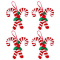 4-Count Red and White Fuzzy Candy Cane Christmas Ornaments, 6.5", by Holiday Time