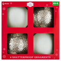4-Count Champagne and Cream Ball Shatterproof Christmas Ornaments, 6", by Holiday Time