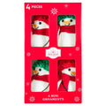 4-Count Red/Green/White Fabric Snowman Mini Christmas Ornaments, 3.5", by Holiday Time