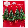 4-Count Red and Green Christmas Tree Mini Ornaments, 3.5", by Holiday Time
