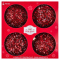 4-Count Red Sequin Ball Shatterproof Christmas Ornaments, 5", by Holiday Time