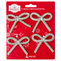 4-Count Silver Gem Bow Mini Christmas Ornaments, 2", by Holiday Time