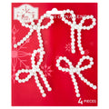 4-Count White Beaded Bow Mini Christmas Ornaments, 2.5", by Holiday Time