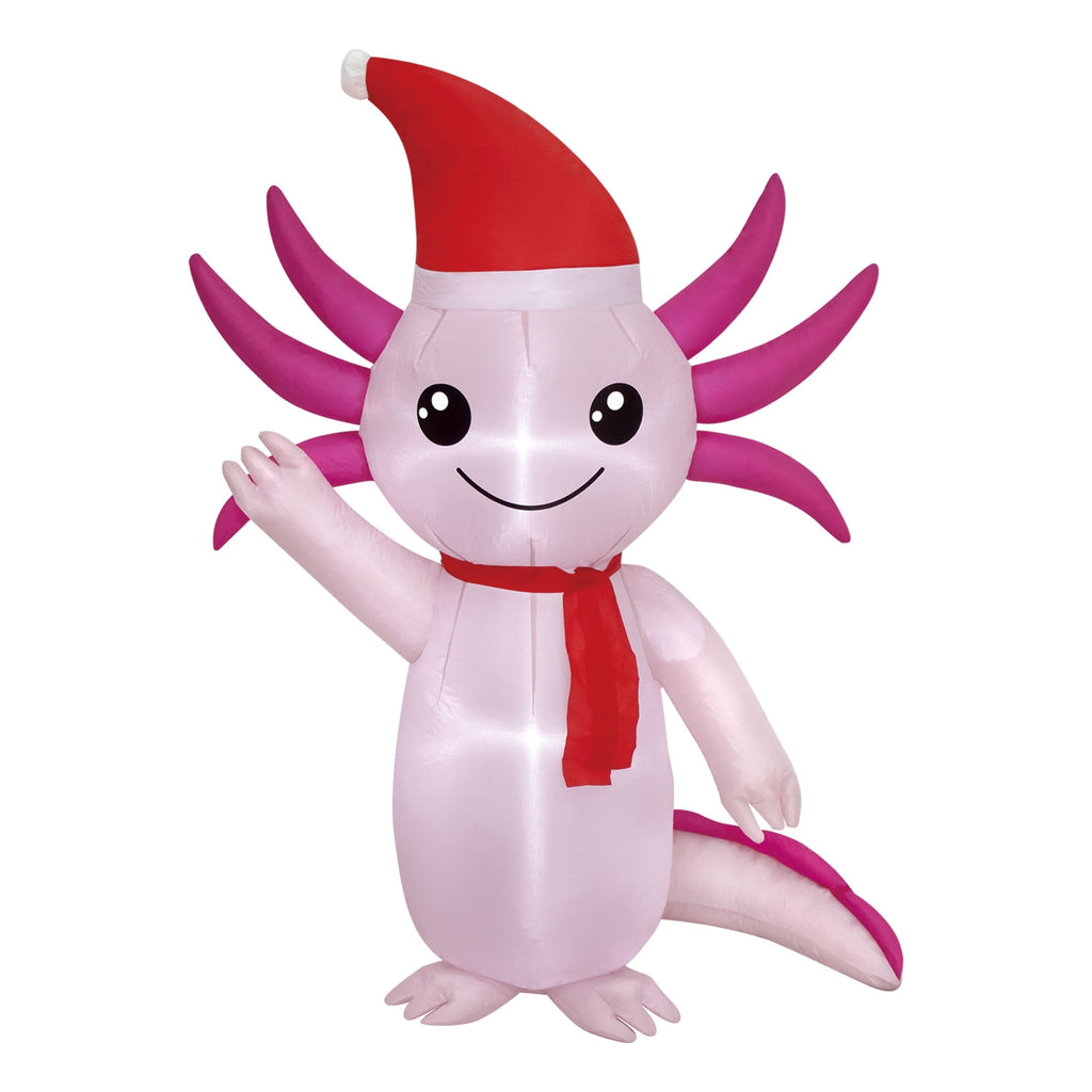 Pink and Red Axolotl Christmas Yard Inflatable, 4', by Holiday Time