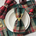4PCS Christmas Red Green Cloth Napkins Scottish Tartan Plaid Placemats New Year Xmas Decorative Festive Home party Table Decor