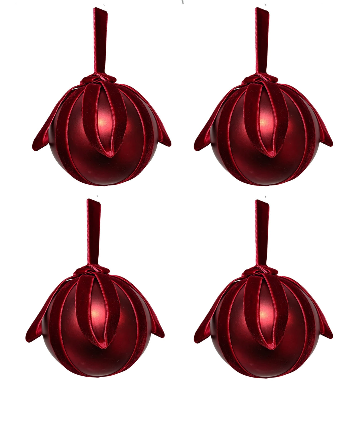 4-Count Red Ball with Velvet Bow Shatterproof Christmas Ornaments, by Holiday Time