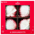4-Count White Pearl Shatterproof Christmas Ornaments, 3.9", by Holiday Time