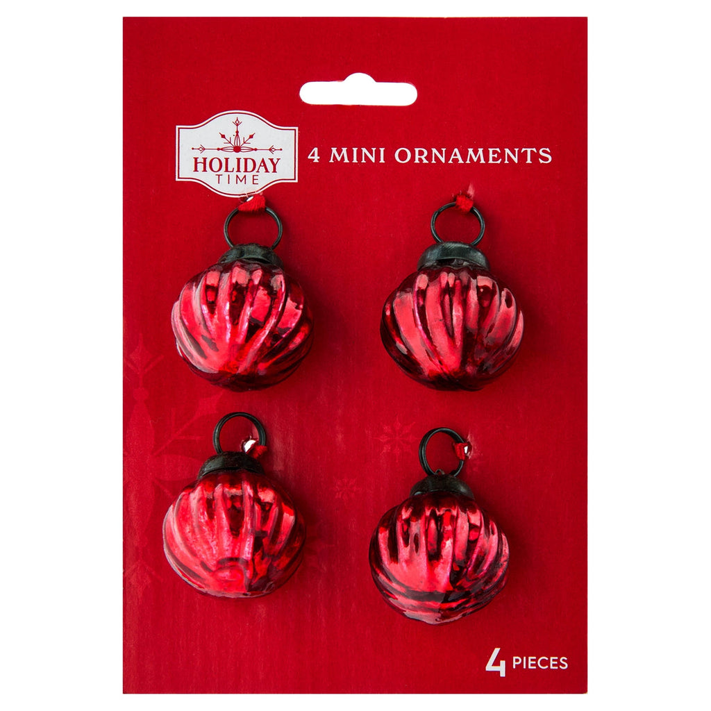 4-Count Red Mini Ball Christmas Ornaments, by Holiday Time