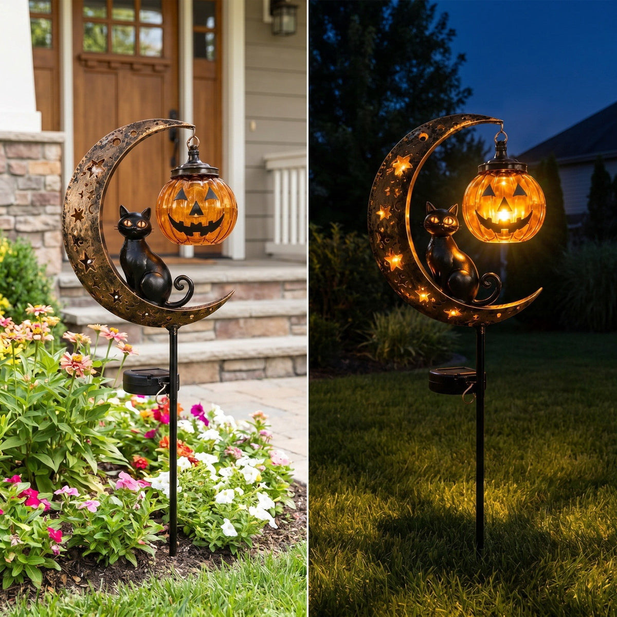 Stijggn Halloween Pumpkin Stake Solar Garden Lights, Waterproof Multi Branch Little Pumpkin Lantern Garden Stake Lights Outdoor Walkway Yard Garden Decoration