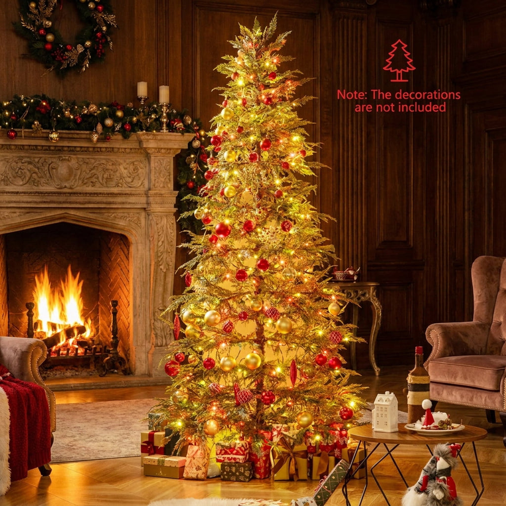 RUIE 7.5 FT Pre-Lit Christmas Tree, Artificial Xmas Tree with 500 Colorful LED Lights & 8 Modes