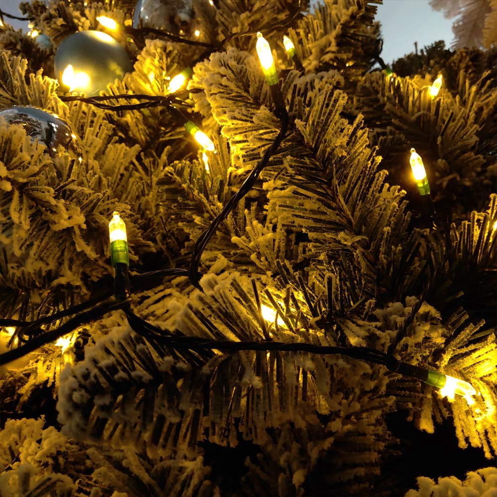 LOENDE Christmas Lights, 34ft 100 LED Outdoor String Light, 3AA Battery Operated String Light for Home Garden Xmas Tree Decor, 2 Pack