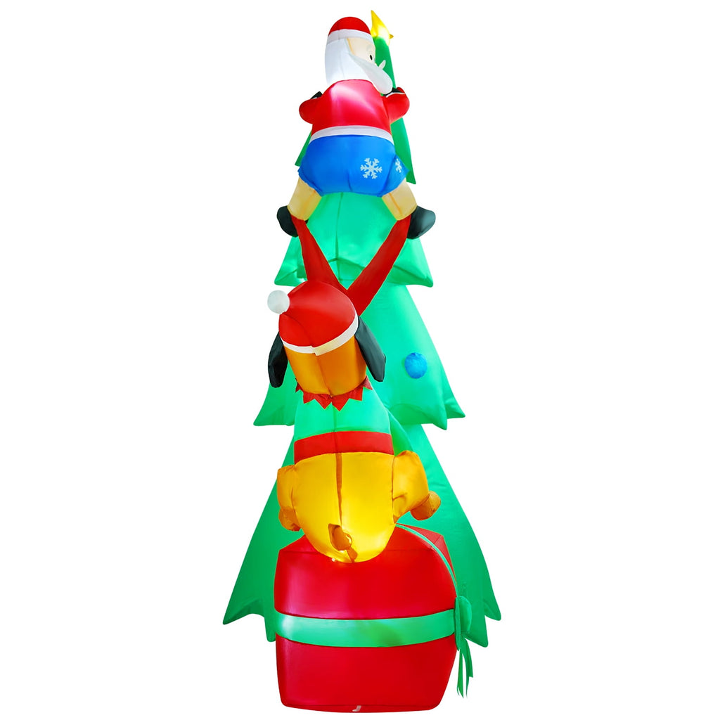 Yexmas 7.2FT Large Outdoor Inflatable Christmas Tree with Santa Claus and Dog,Built-in LED Lights,Fun Blow Up Xmas Decor Suitable for Yard,Garden,Lawn