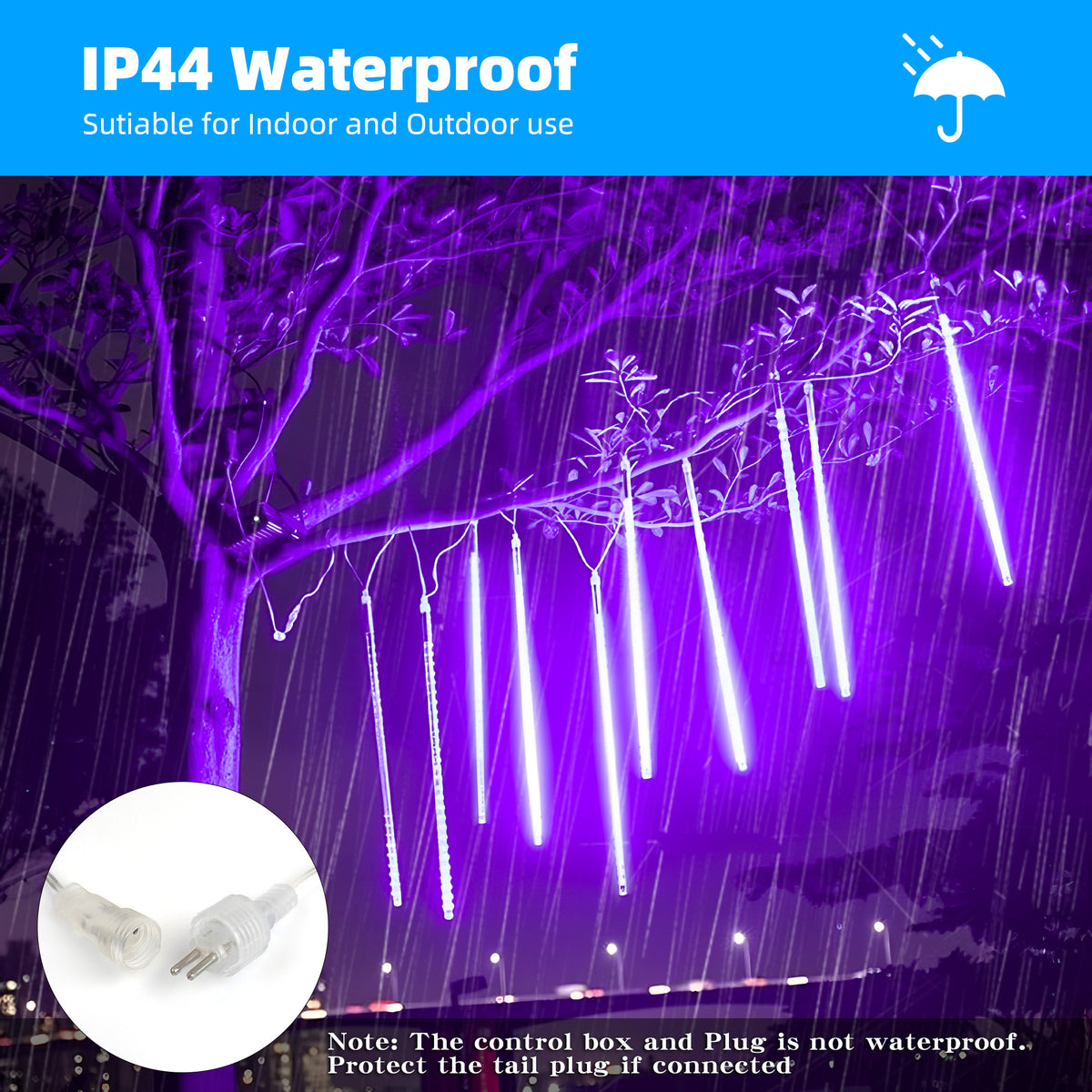 DAYBETTER Multi-Color Meteor Shower Lights Outdoor, Christmas&nbsp;Sting Lights 20in 10 Tube Waterproof Connectable Falling Rain Lights for Garden&nbsp;Yard&nbsp;Halloween Christmas Decoration