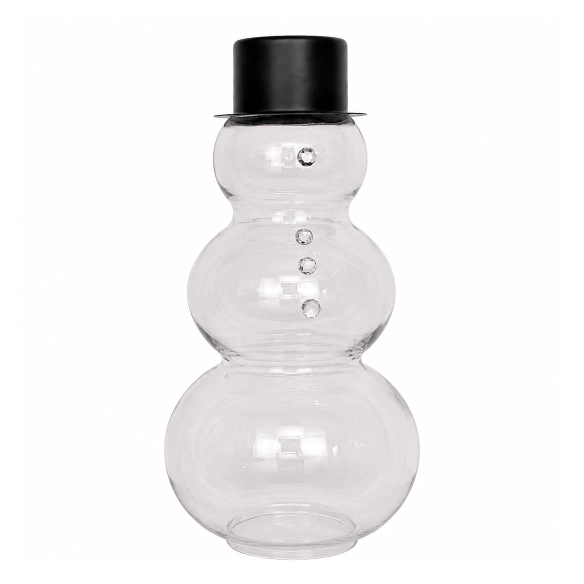 Glass Snowman with Metal Hat Christmas Decoration, Clear and Black, 30", by Holiday Time