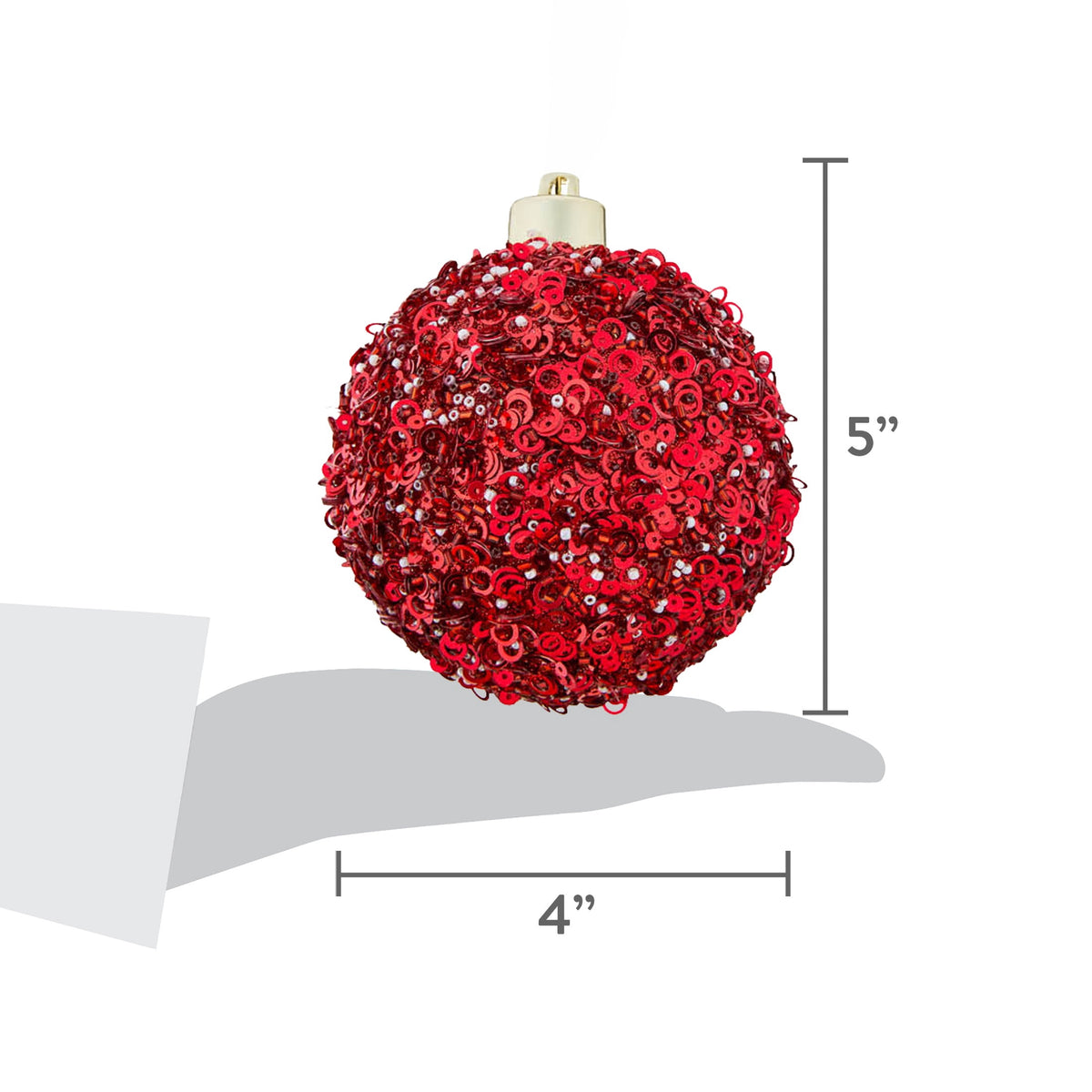 4-Count Red Sequin Ball Shatterproof Christmas Ornaments, 5", by Holiday Time