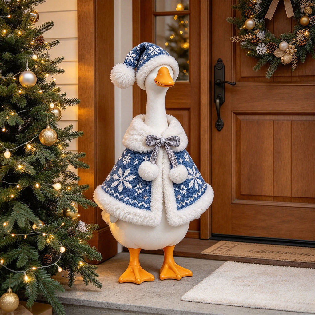 Aurorax Christmas Goose Clothes for Cement Goose Porch Goose 23"/17",Porch Goose Outfit 19 inch,Red Holiday Porch Goose Clothing Accessories for Garden Lawn Yard