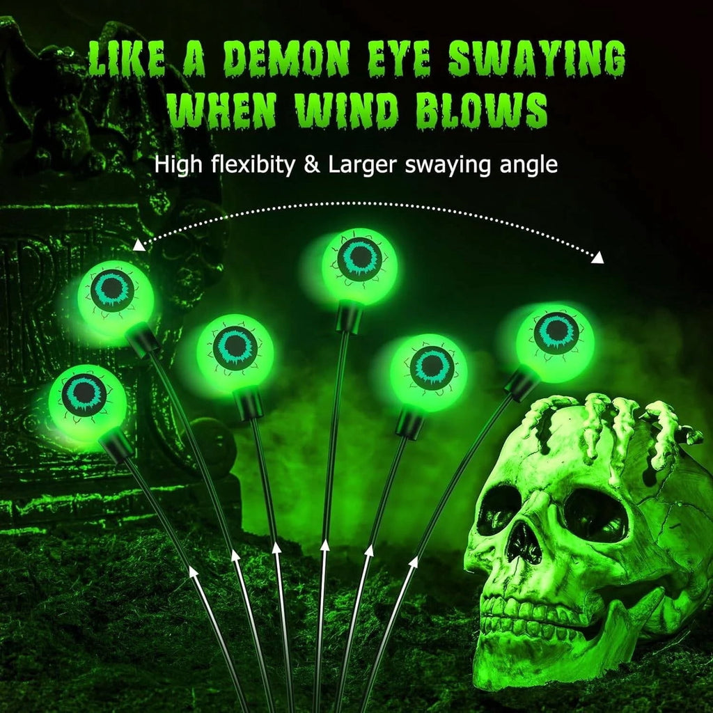 Morfone Halloween Decorations Outdoor, 2 Pack 12 LEDs Solar Scary Eyeball Lights, Waterproof Eyeball Swaying Firefly Lights, Halloween Path Lights for Garden Yard Party, Purple