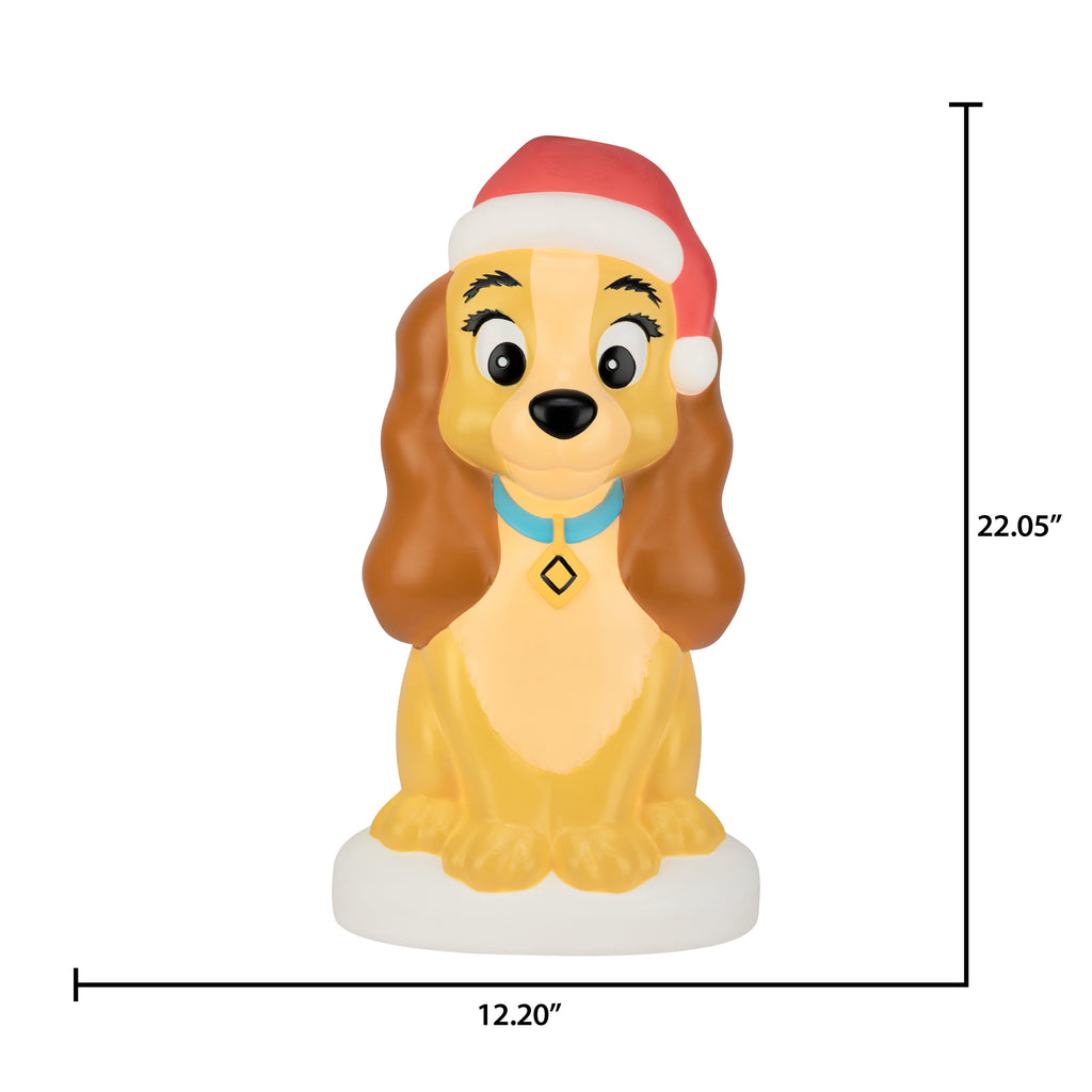 Disney Outdoor Christmas Lighted Blow Mold Lady Figure from Lady and the Tramp, 22 in