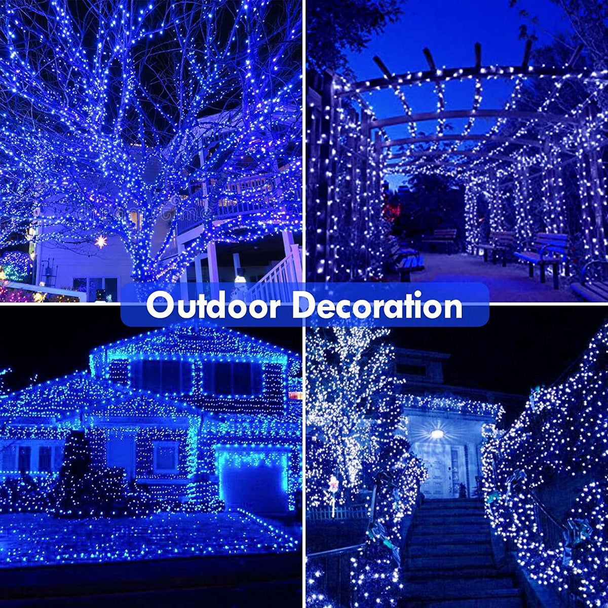 4 Pack Christmas Solar String Lights Outdoor, Total 184FT 520LED, Juhefa IP65 Waterproof Twinkle Fairy Lights for Xmas Tree, Party, Wedding, Yard, Fence Decor (Warm White)