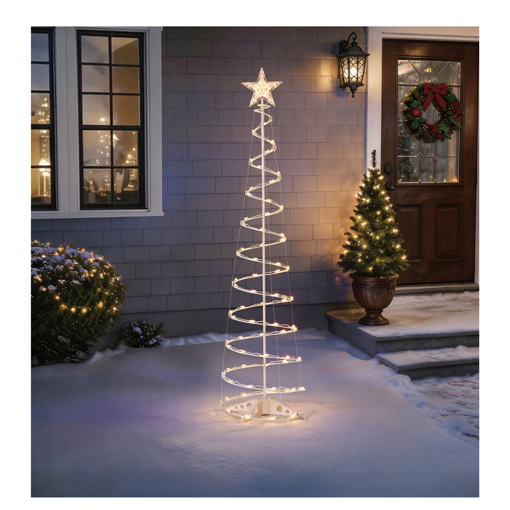 Indoor/Outdoor LED 8-Function Color-Changing Spiral Christmas Tree, Cool White to Multicolor, 6', by Holiday Time