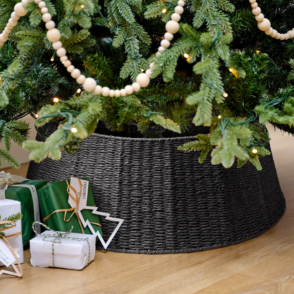 Ayieyill 26 inch Christmas Tree Collar, Christmas Tree Skirt Cover for Christmas Tree Decorations | Rattan (Natural)